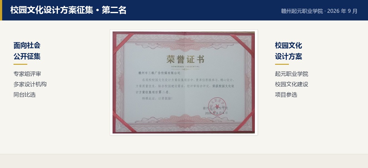 赣州起元职业学院 · 校园文化设计方案征集 第二名（2026.09）